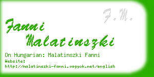 fanni malatinszki business card